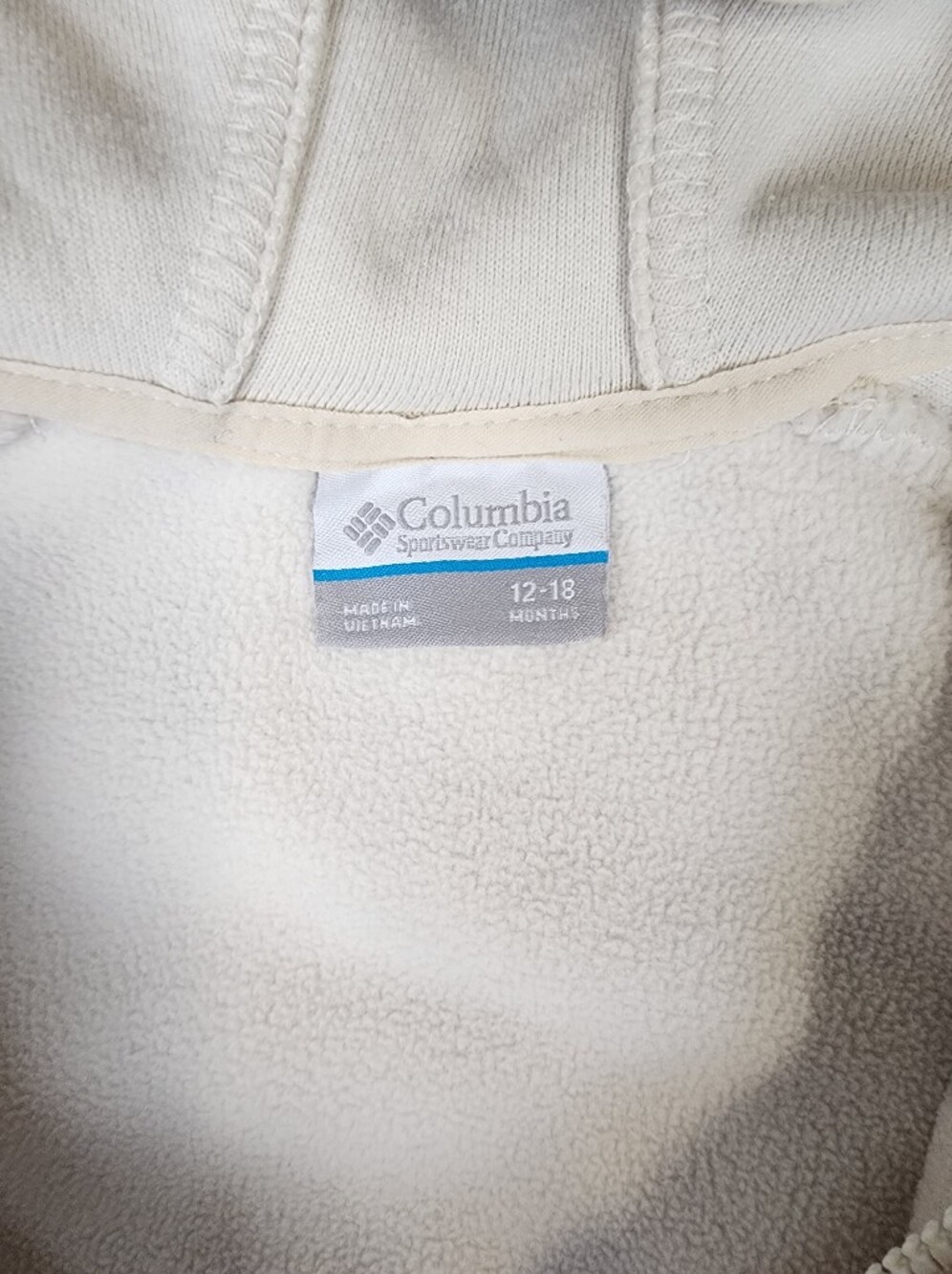 Columbia Cozy Teddy Hooded Sherpa Jacket Cream Full Zip 12-18 Months - Picture 4 of 10